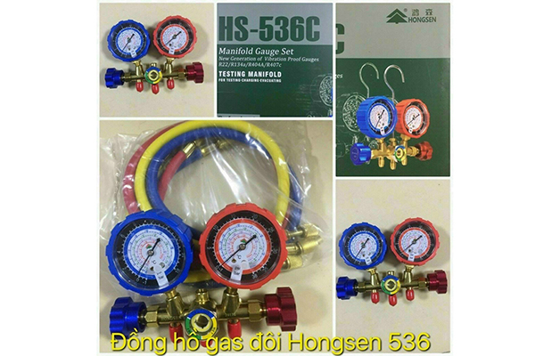 Bộ đồng hồ đo nạp gas đôi hãng Hongsen kèm dây HS-536C